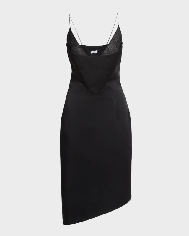 Asymmetric Midi Dress with Lace Detail